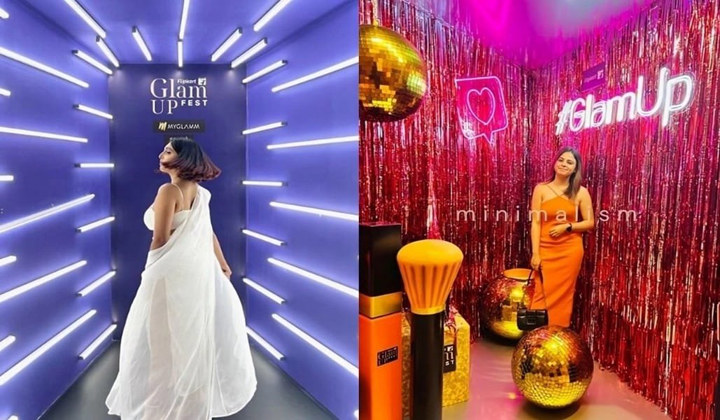 Flipkart Glam Up Fest 2023 influencer event setup with immersive brand activations, stage production, tech engagements, and entertainment by EMRG Solutions.