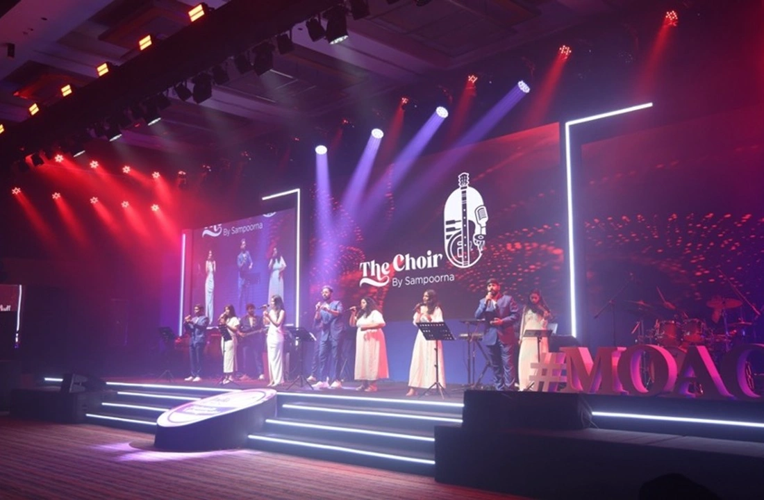 Corporate conference and event setup managed by EMRG Solutions with stage production, branding, and audience engagement.