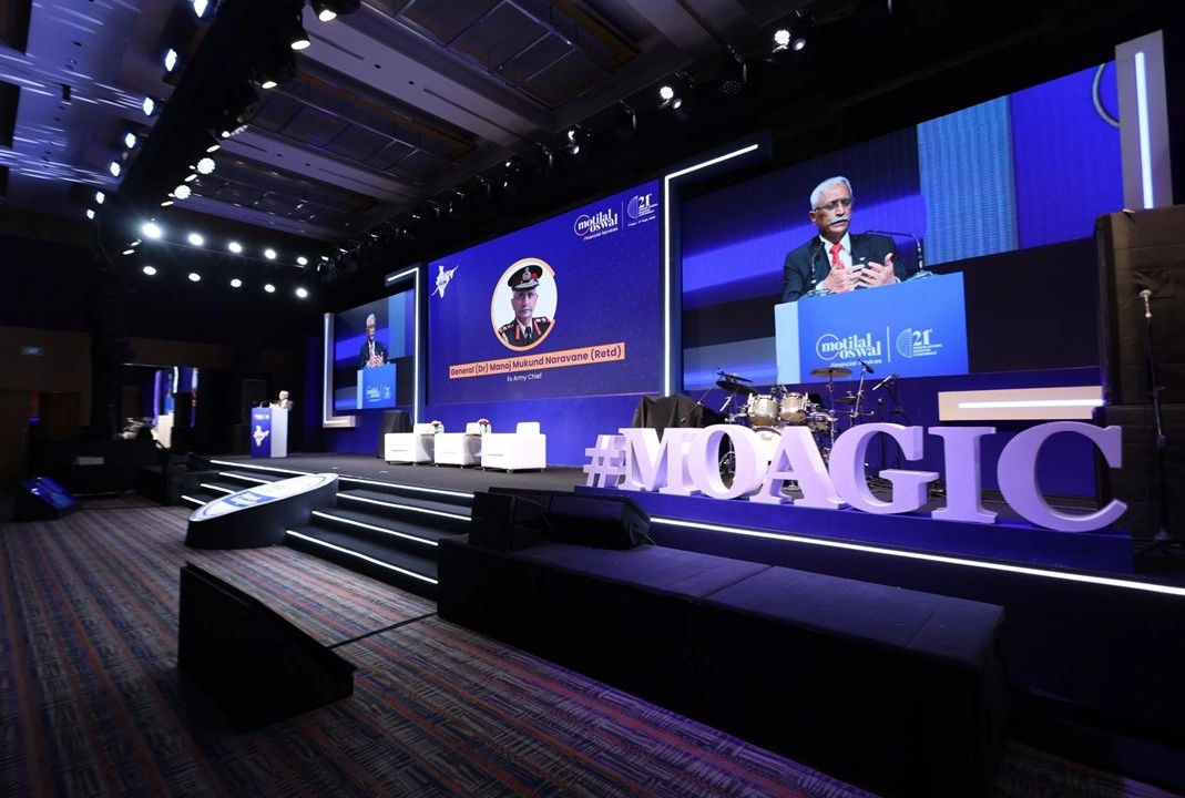 Corporate conference and event setup managed by EMRG Solutions with stage production, branding, and audience engagement.